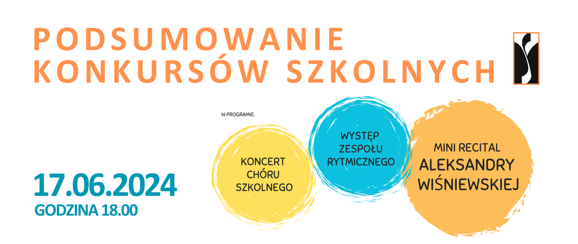 Na białym tle poziomego plakatu umieszczone są wiadomości odnoszące się do imprezy - od góry nazwa koncertu i po prawej logo organizatora. W grafikach kolistych w centralnej części znajduje się dokładny program wydarzenia a po lewej stronie godzina i data.