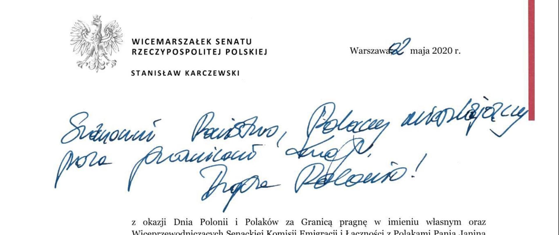 List Marszałka Senatu