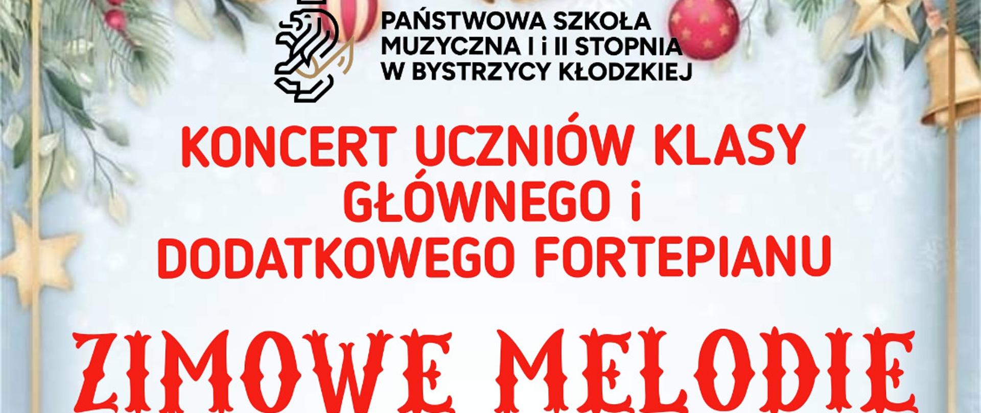 "Zimowe melodie" - koncert klasy fortepianu głównego i dodatkowego p. Iryny Yakymets i p. Tetiany Savenko