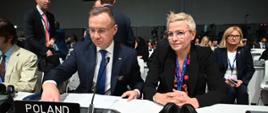 Prezydent RP Andrzej Duda oraz minister klimatu i środowiska Anna Łukaszewska-Trzeciakowska w trakcie 28. Konferencji Stron Ramowej konwencji Narodów Zjednoczonych w sprawie zmian klimatu (COP28)