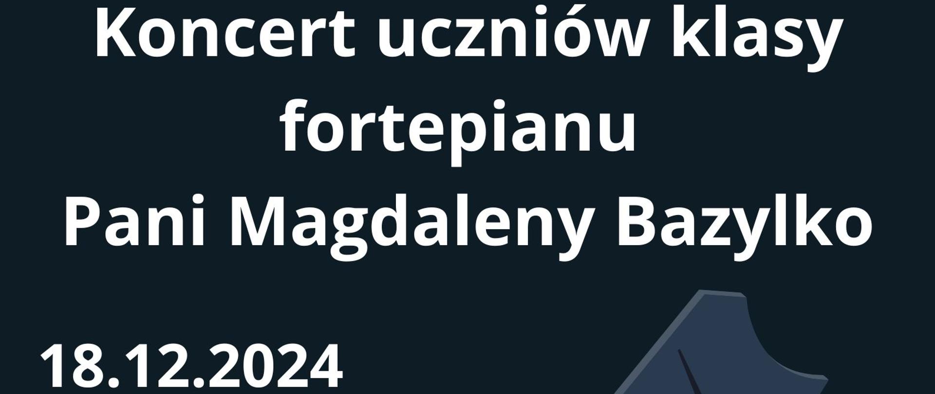 Plakat wykonany na czarnym tle. W dolnej części plakatu widoczna klawiatura fortepianowa. Na środku po prawej stronie widoczny fortepian z otwartą klapą 