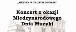 Jasna grafika, z umieszczonym w tle budynkiem Muzeum Miasta Pabianic informująca o Koncercie z okazji w dniu 02.10.2024 r. o godz. 18.