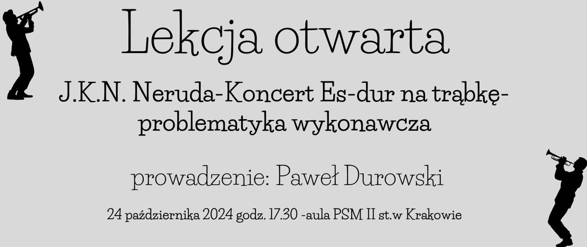 Lekcja otwarta 24.10.2024 godz.17.30 grafika postacie grające na trąbce