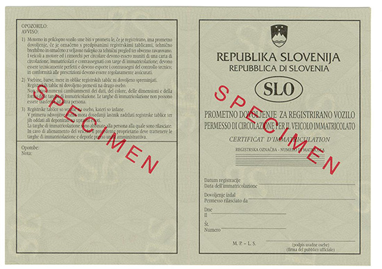 Wzr soweskiego dowodu rejestracyjnego w sowesko-woskiej wersji jzykowej - awers